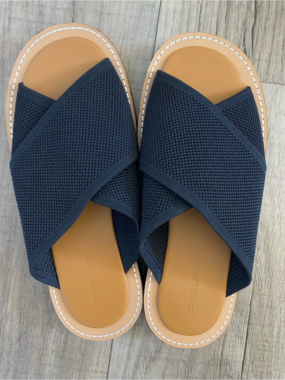 Everlane The ReKnit City FlatForm Sandal in Black size 10 Slip-on Criss-Cross